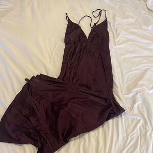 Deep Purple Backless Silk Dress